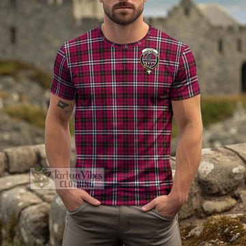Little Tartan Cotton T-Shirt with Family Crest Men's Shirt - Tartanvibesclothing Shop