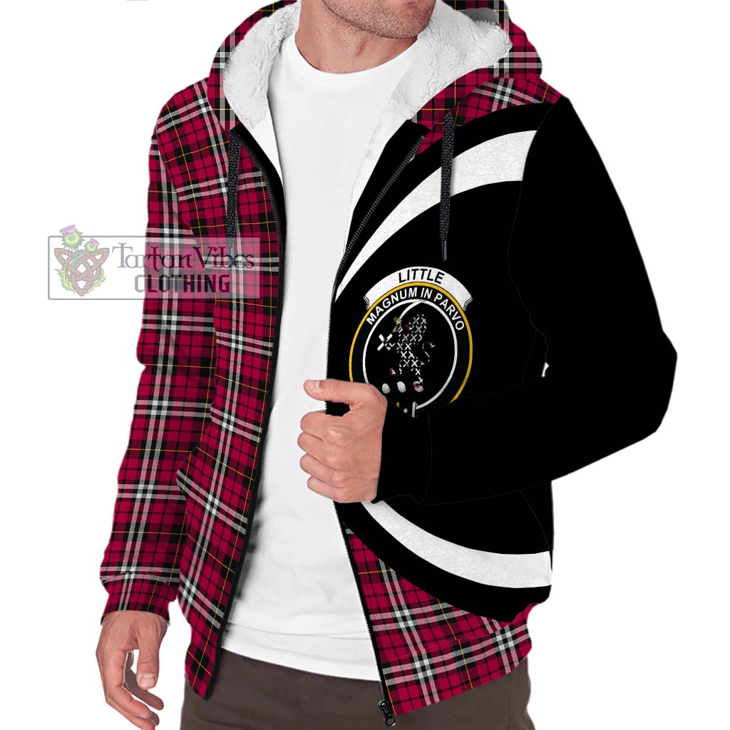Little Tartan Sherpa Hoodie with Family Crest Circle Style Unisex S - Tartan Vibes Clothing