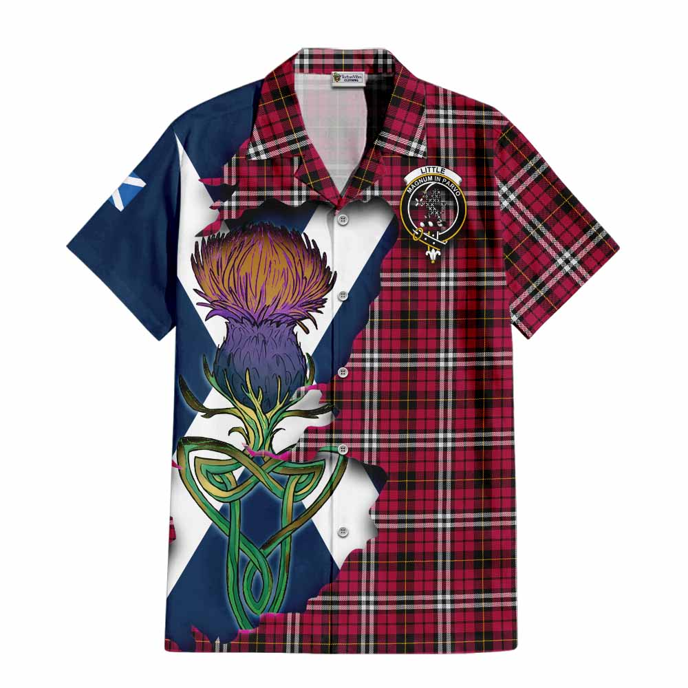 Tartan Vibes Clothing Little Tartan Family Crest Short Sleeve Button Shirt Scottish Thistle Celtic Inspired