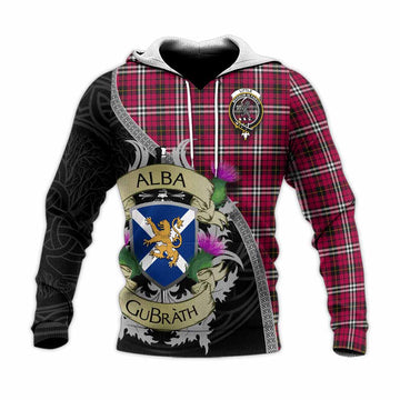 Little Tartan Family Crest Knitted Hoodie Lion Rampant Royal Thistle Shield Celtic Inspired