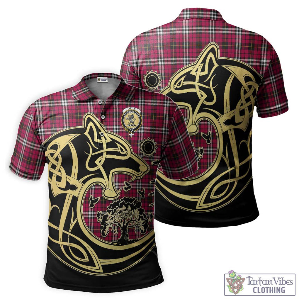 Little Tartan Polo Shirt with Family Crest Celtic Wolf Style Kid - Tartanvibesclothing Shop