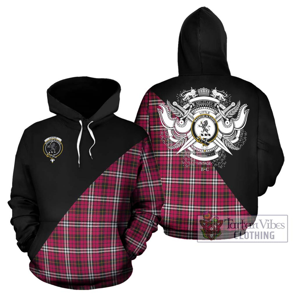 Little Tartan Hoodie with Family Crest and Military Logo Style Zip Hoodie - Tartanvibesclothing Shop