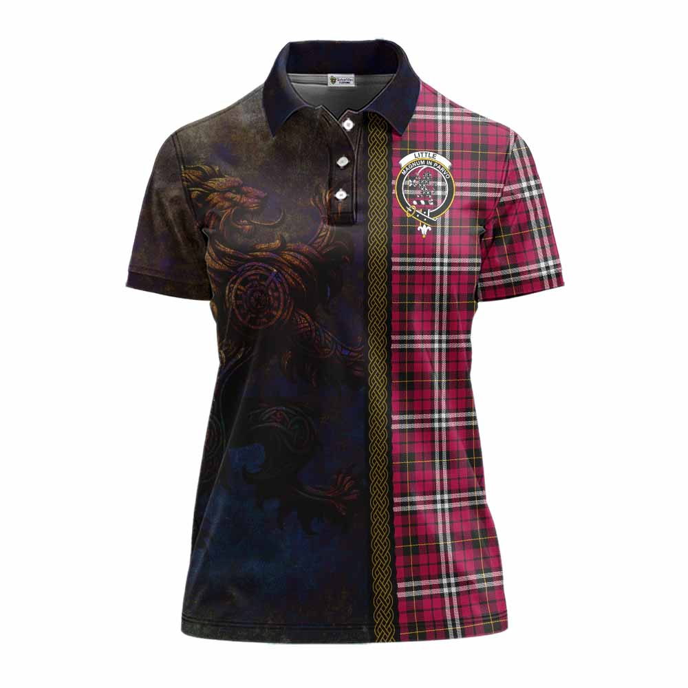 Tartan Vibes Clothing Little Tartan Family Crest Women's Polo Shirt Alba Gu Brath Be Brave Lion Ancient Style