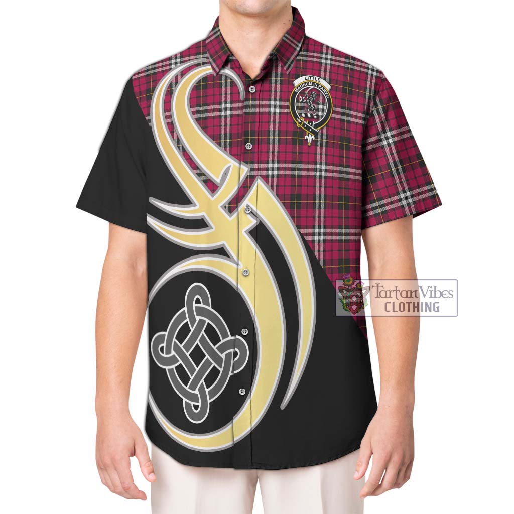 Little Tartan Short Sleeve Button Shirt with Family Crest and Celtic Symbol Style Kid - Tartan Vibes Clothing