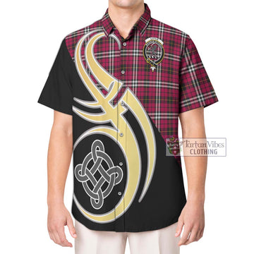 Little Tartan Short Sleeve Button Shirt with Family Crest and Celtic Symbol Style Kid - Tartan Vibes Clothing