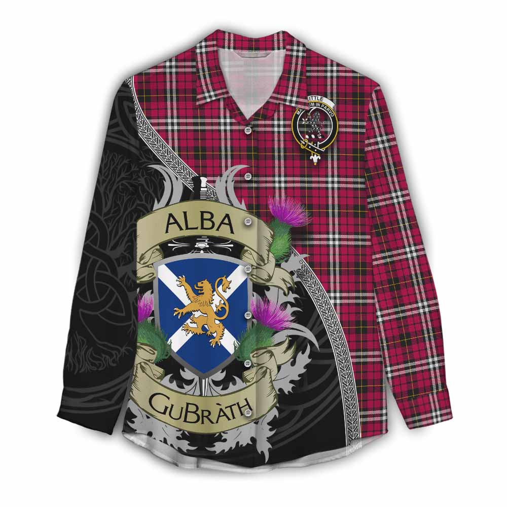 Tartan Vibes Clothing Little Tartan Family Crest Women's Casual Shirt Lion Rampant Royal Thistle Shield Celtic Inspired