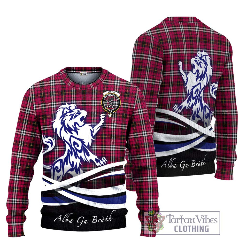 Little Tartan Knitted Sweater with Alba Gu Brath Regal Lion Emblem Unisex - Tartanvibesclothing Shop