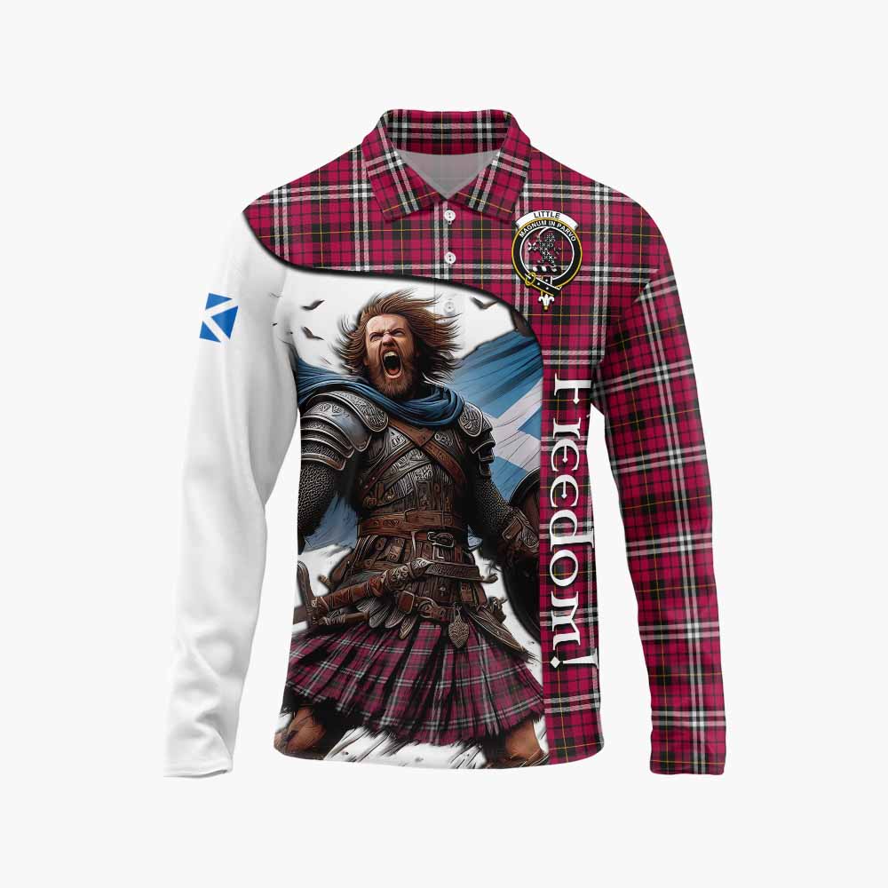 Tartan Vibes Clothing Little Crest Tartan Long Sleeve Polo Shirt Inspired by the Freedom of Scottish Warrior