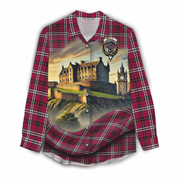 Tartan Vibes Clothing Little Tartan Family Crest Women's Casual Shirt with Scottish Ancient Castle Style