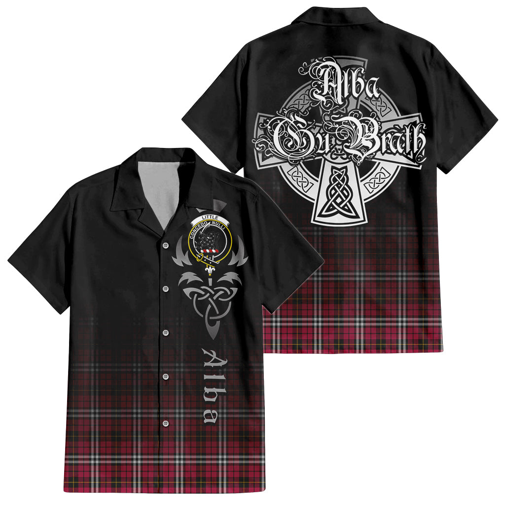 Tartan Vibes Clothing Little Tartan Short Sleeve Button Up Featuring Alba Gu Brath Family Crest Celtic Inspired