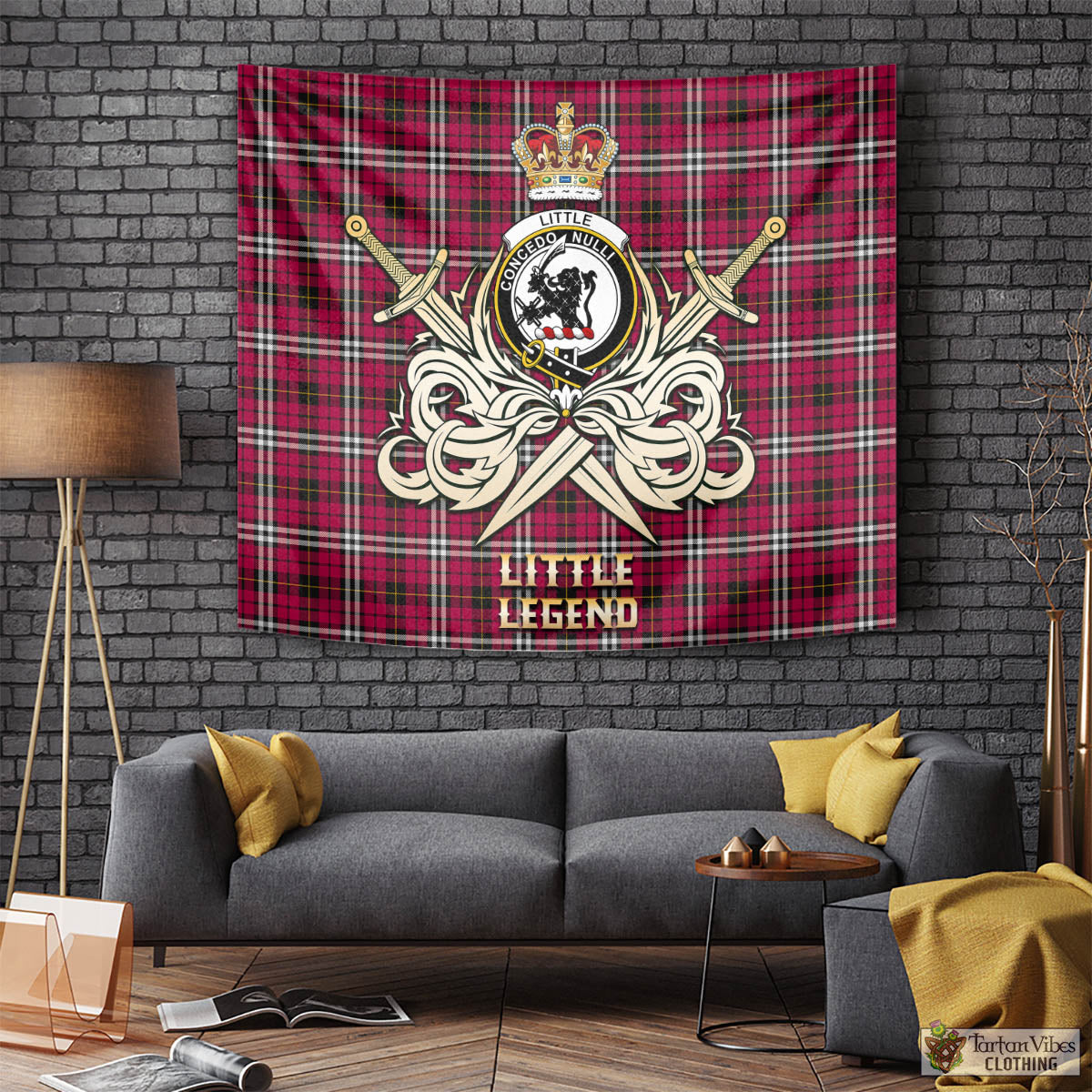 Tartan Vibes Clothing Little Tartan Tapestry with Clan Crest and the Golden Sword of Courageous Legacy