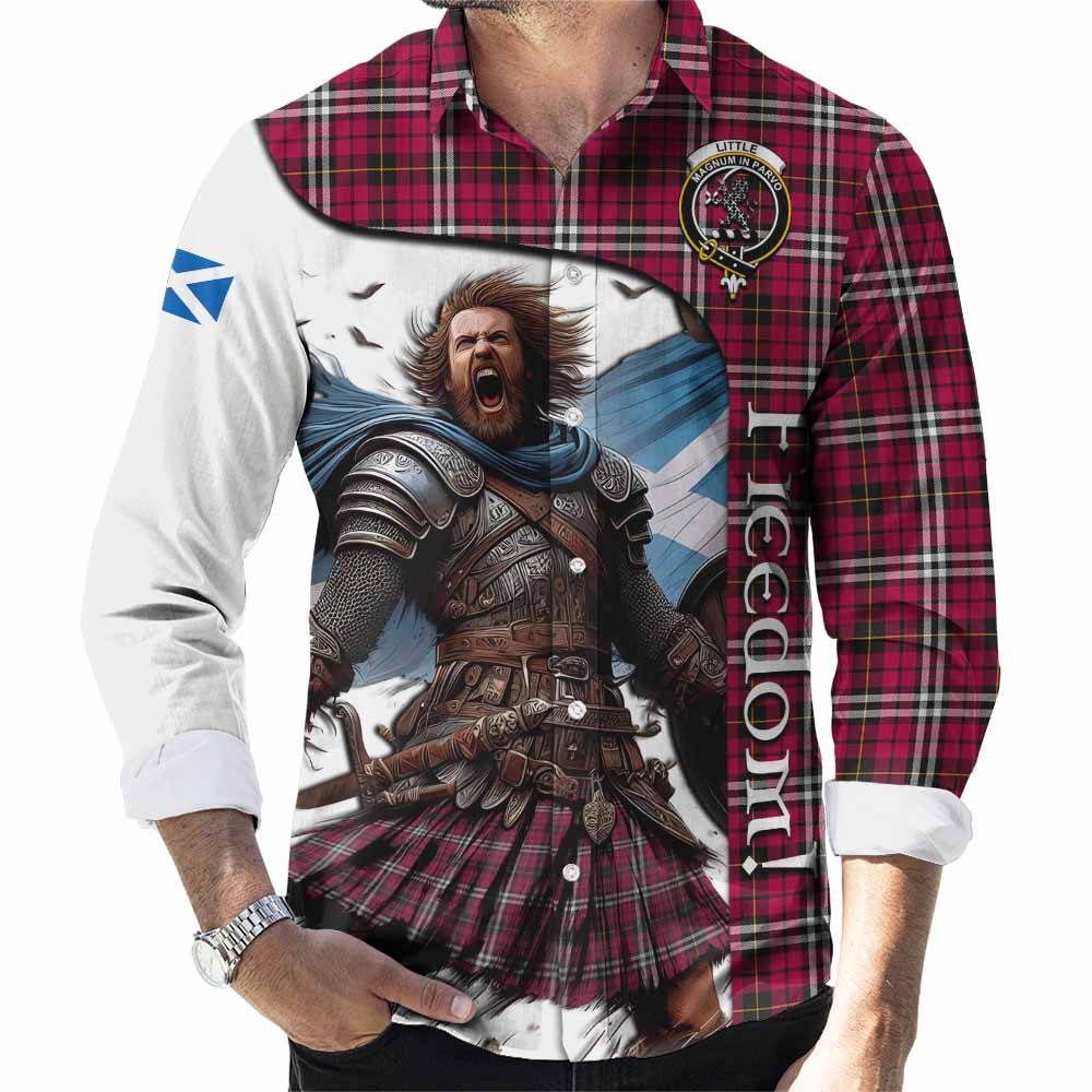 Tartan Vibes Clothing Little Crest Tartan Long Sleeve Button Shirt Inspired by the Freedom of Scottish Warrior
