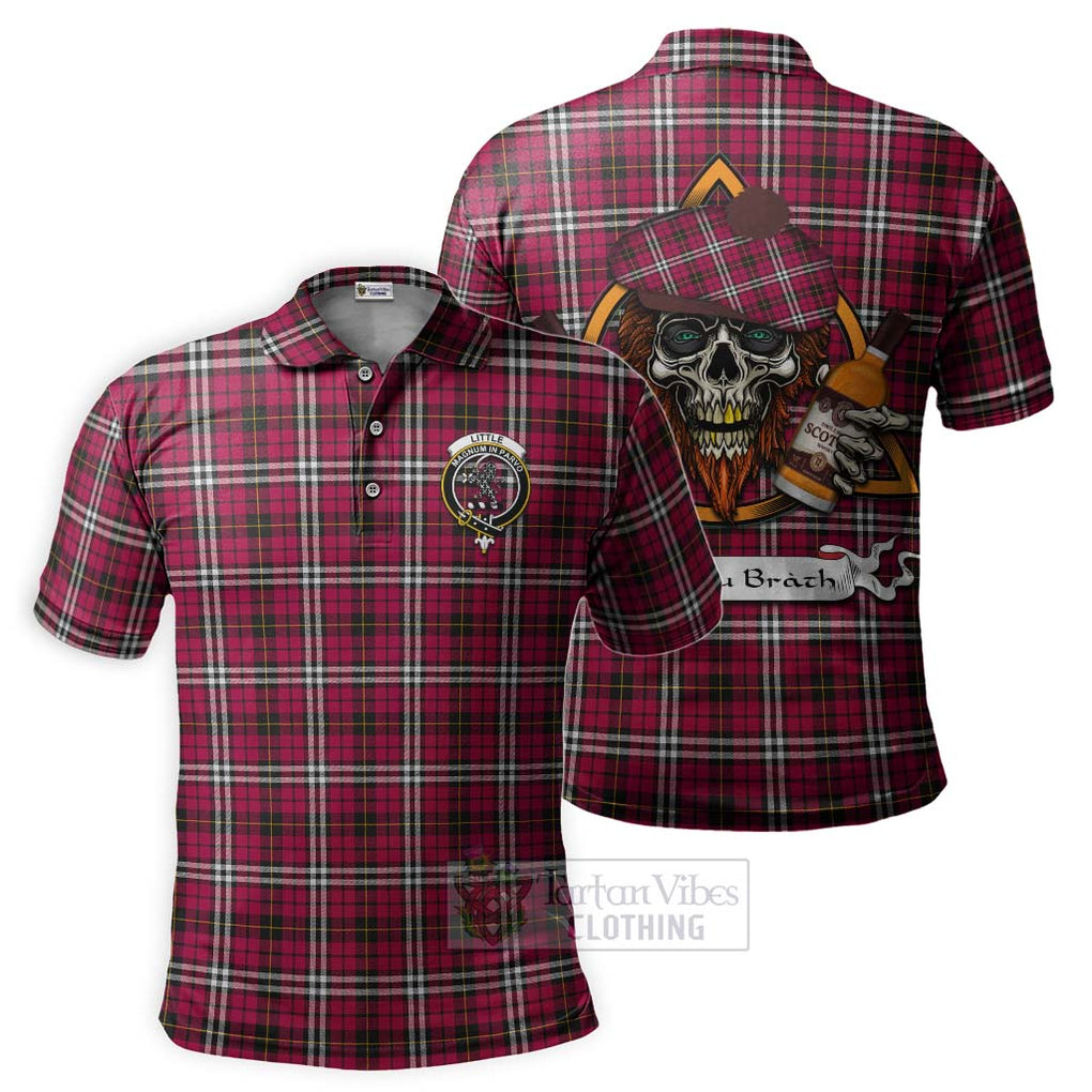 Tartan Vibes Clothing Little Tartan Polo Shirt with Family Crest and Bearded Skull Holding Bottles of Whiskey
