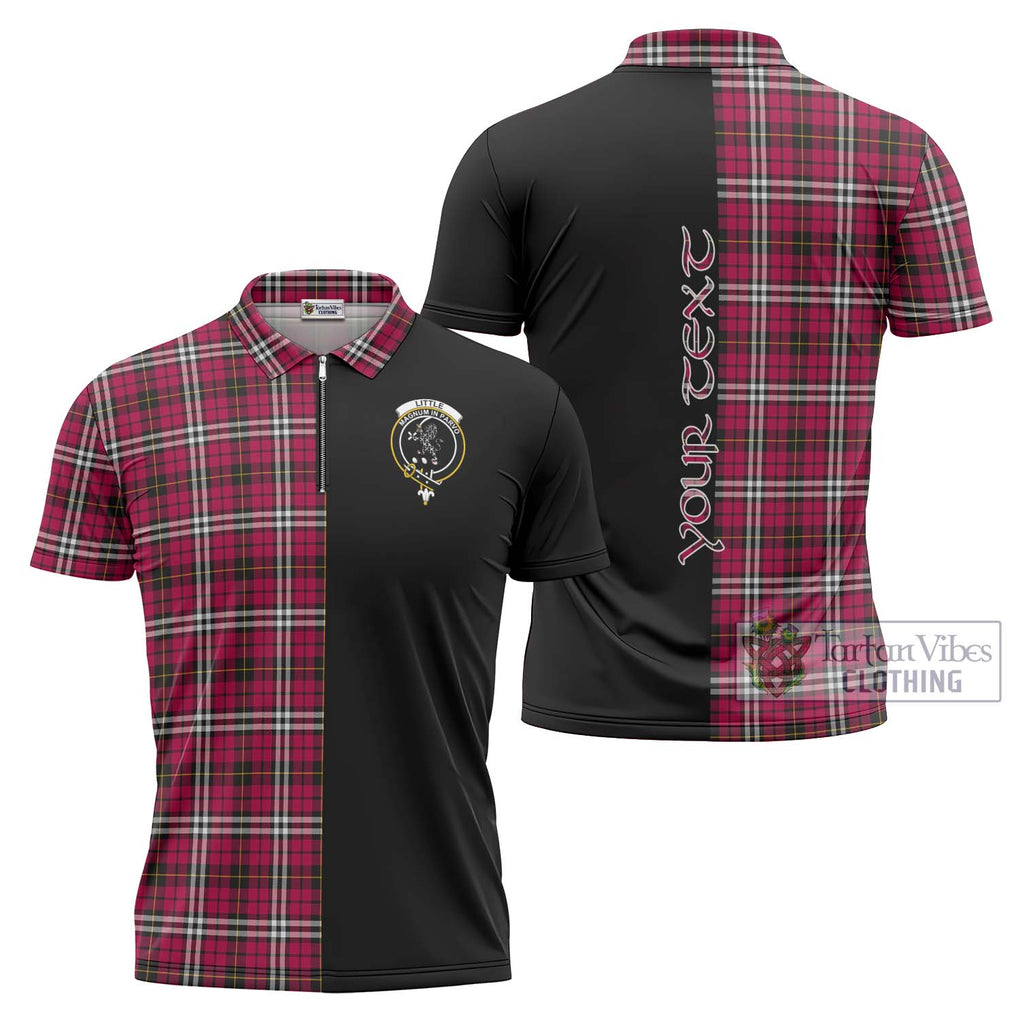 Little Tartan Zipper Polo Shirt with Family Crest and Half Of Me Style Unisex - Tartanvibesclothing Shop