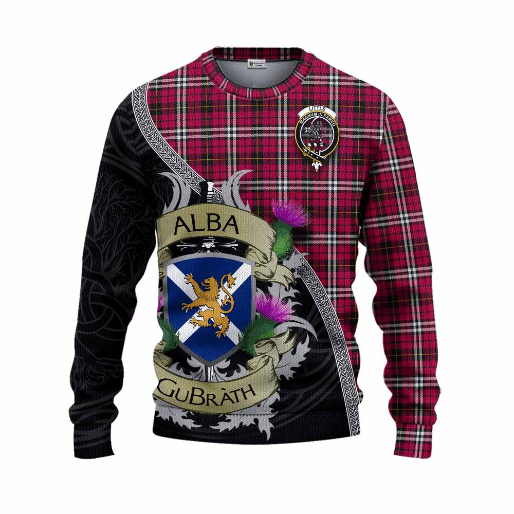 Tartan Vibes Clothing Little Tartan Family Crest Knitted Sweater Lion Rampant Royal Thistle Shield Celtic Inspired