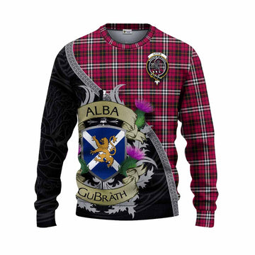 Tartan Vibes Clothing Little Tartan Family Crest Knitted Sweater Lion Rampant Royal Thistle Shield Celtic Inspired