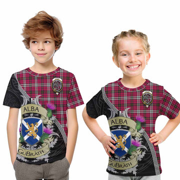 Little Tartan Family Crest Kid T-Shirt Lion Rampant Royal Thistle Shield Celtic Inspired