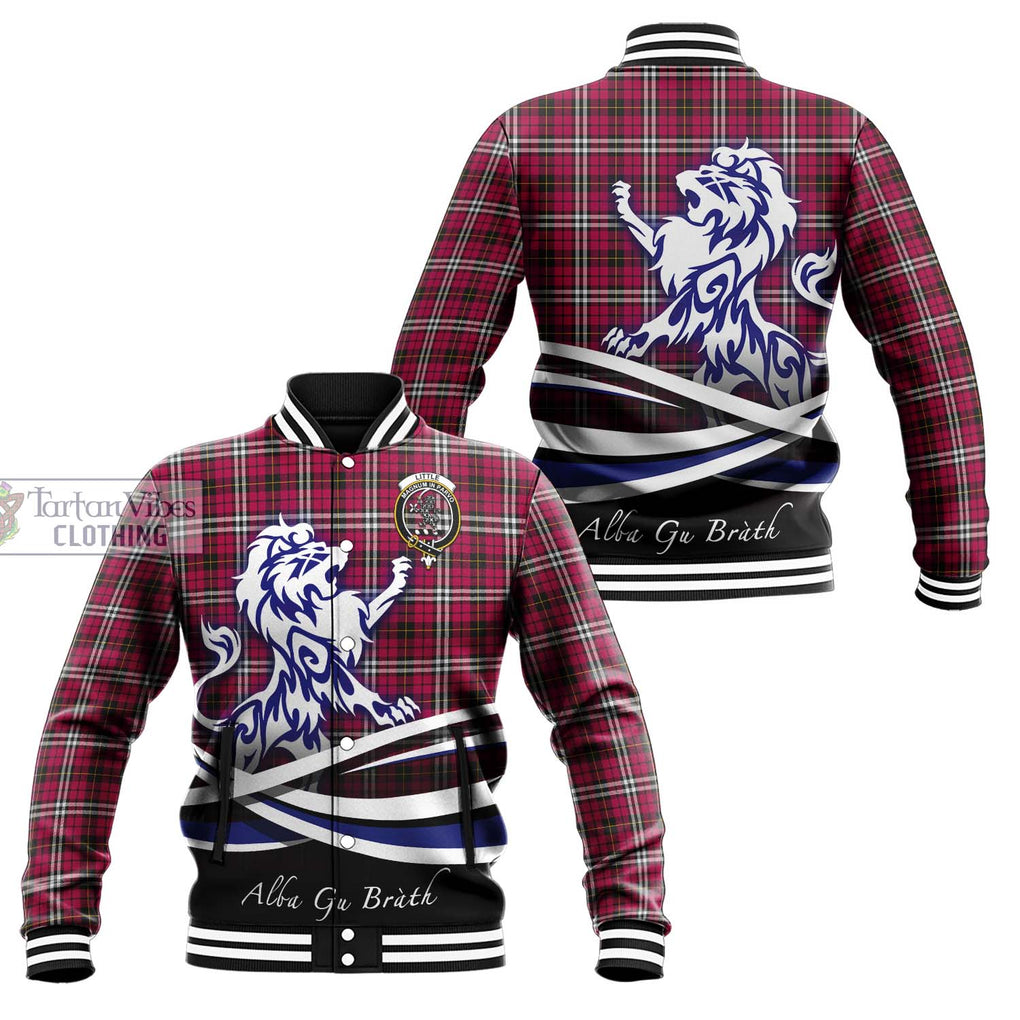 Little Tartan Baseball Jacket with Alba Gu Brath Regal Lion Emblem Unisex - Tartan Vibes Clothing