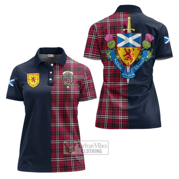 Little Tartan Women's Polo Shirt Alba with Scottish Lion Royal Arm Half Style