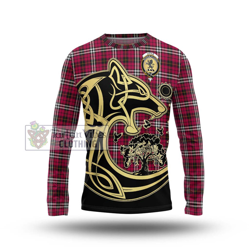 Little Tartan Long Sleeve T-Shirt with Family Crest Celtic Wolf Style Unisex - Tartan Vibes Clothing