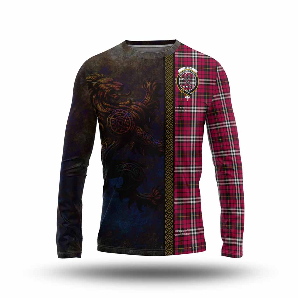 Tartan Vibes Clothing Little Tartan Family Crest Long Sleeve T-Shirt Alba Gu Brath Be Brave Lion Ancient Style