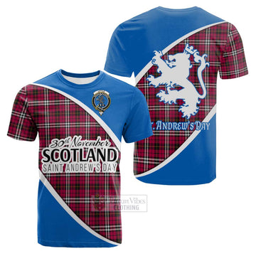 Tartan Vibes Clothing Little Family Crest Tartan Cotton T-shirt Celebrate Saint Andrew's Day in Style