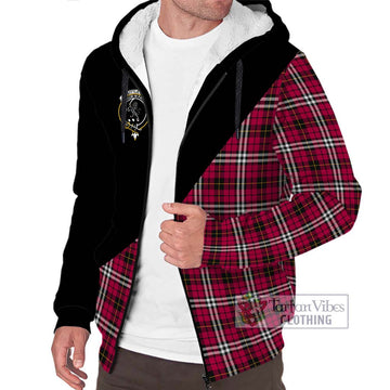 Little Tartan Sherpa Hoodie with Family Crest and Military Logo Style Unisex S - Tartanvibesclothing Shop