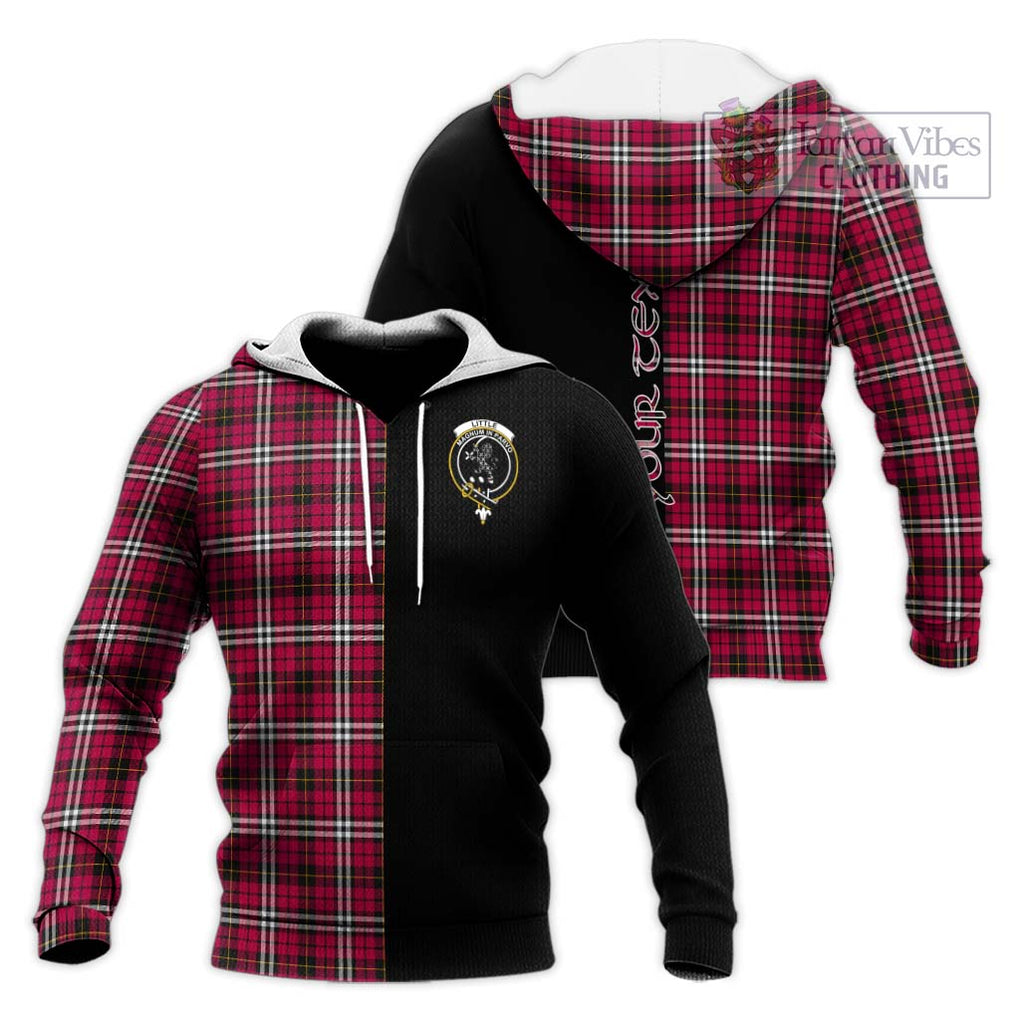 Little Tartan Knitted Hoodie with Family Crest and Half Of Me Style Unisex Knitted Pullover Hoodie - Tartanvibesclothing Shop