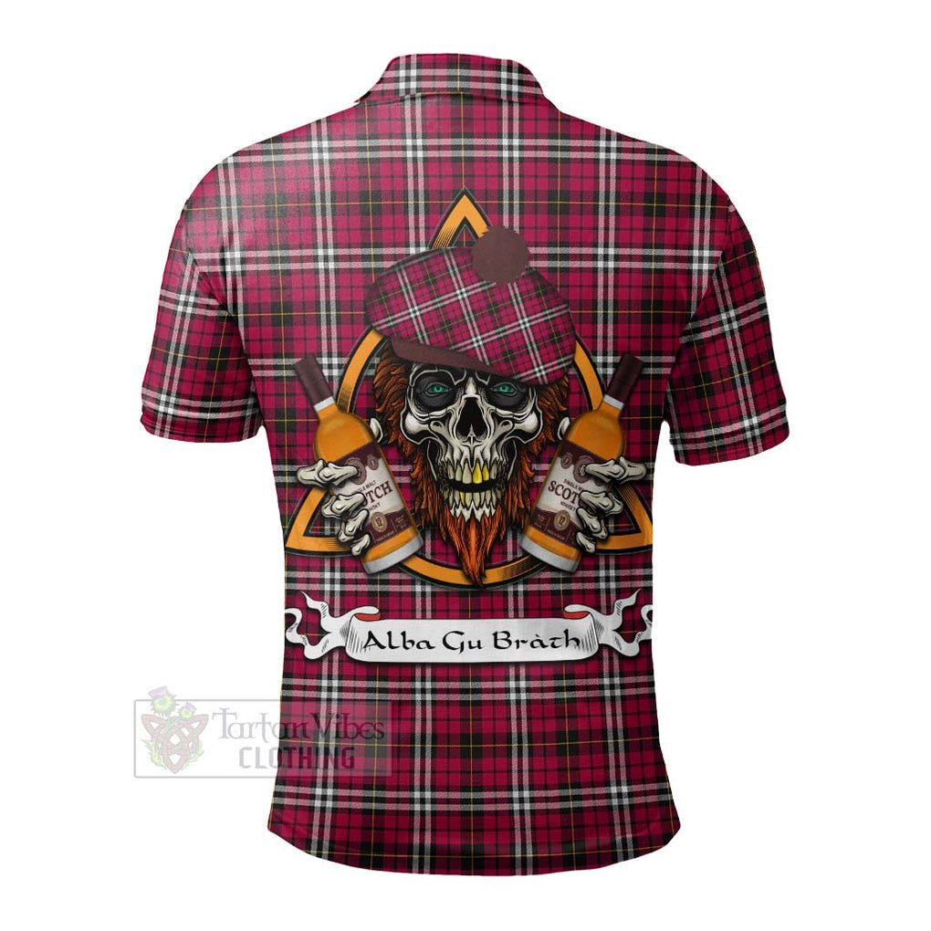 Tartan Vibes Clothing Little Tartan Polo Shirt with Family Crest and Bearded Skull Holding Bottles of Whiskey