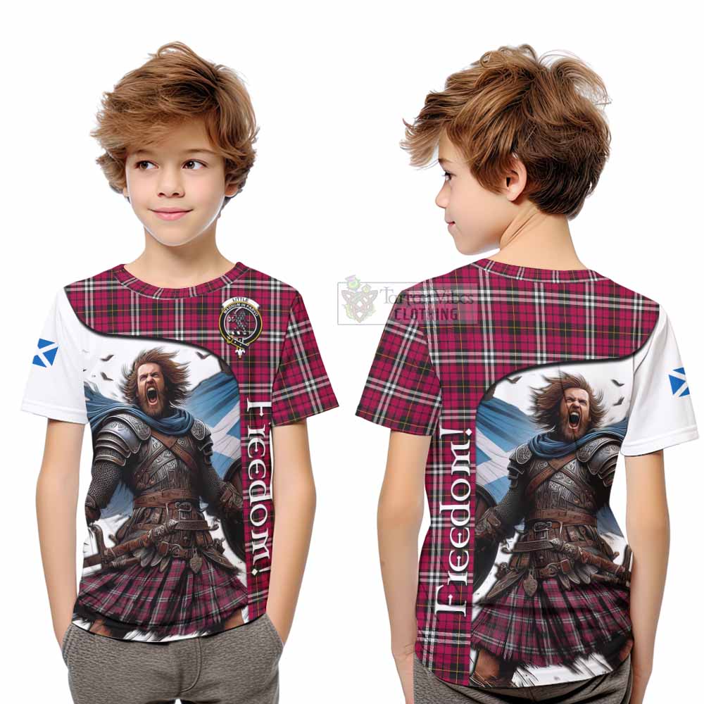 Tartan Vibes Clothing Little Crest Tartan Kid T-Shirt Inspired by the Freedom of Scottish Warrior