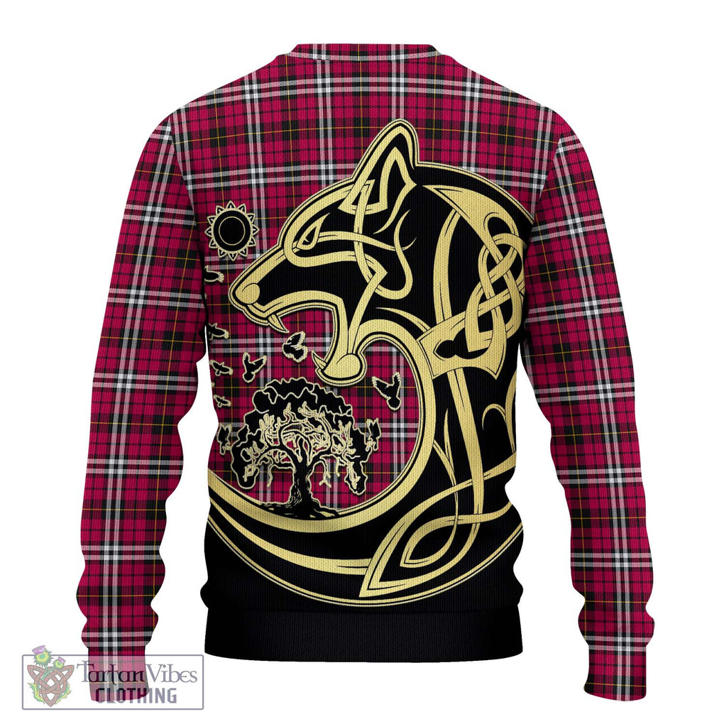 Little Tartan Knitted Sweater with Family Crest Celtic Wolf Style - Tartan Vibes Clothing