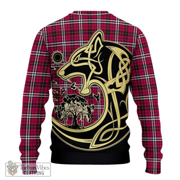 Little Tartan Knitted Sweater with Family Crest Celtic Wolf Style - Tartan Vibes Clothing
