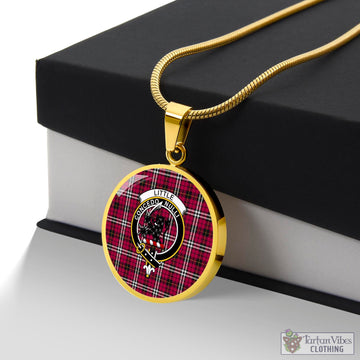 Little Tartan Circle Necklace with Family Crest