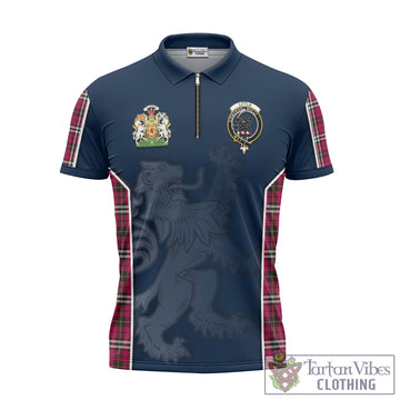 Little Tartan Zipper Polo Shirt with Family Crest and Lion Rampant Vibes Sport Style