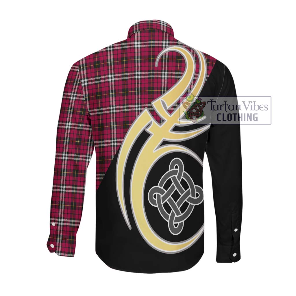 Little Tartan Long Sleeve Button Shirt with Family Crest and Celtic Symbol Style Men's Shirt - Tartan Vibes Clothing