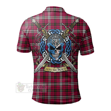 Tartan Vibes Clothing Little Tartan Polo Shirt with Family Crest Celtic Skull Style