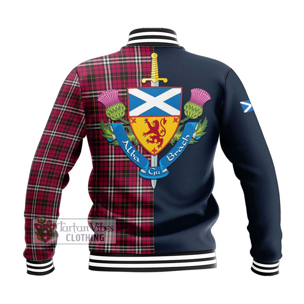 Little Tartan Baseball Jacket Alba with Scottish Lion Royal Arm Half Style - Tartan Vibes Clothing