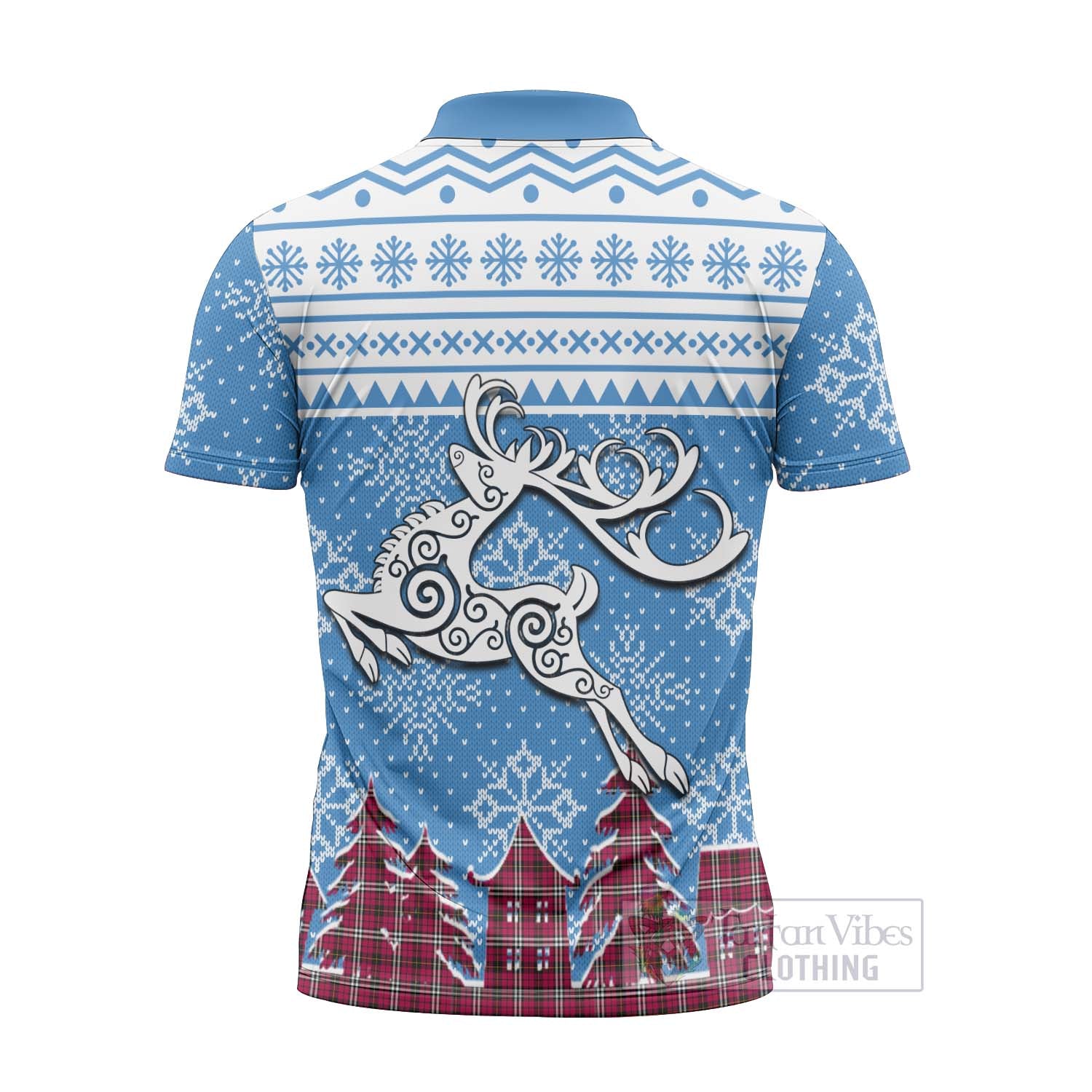 Little Clan Christmas Zipper Polo Shirt Celtic Reindeer Style - Tartan Vibes Clothing