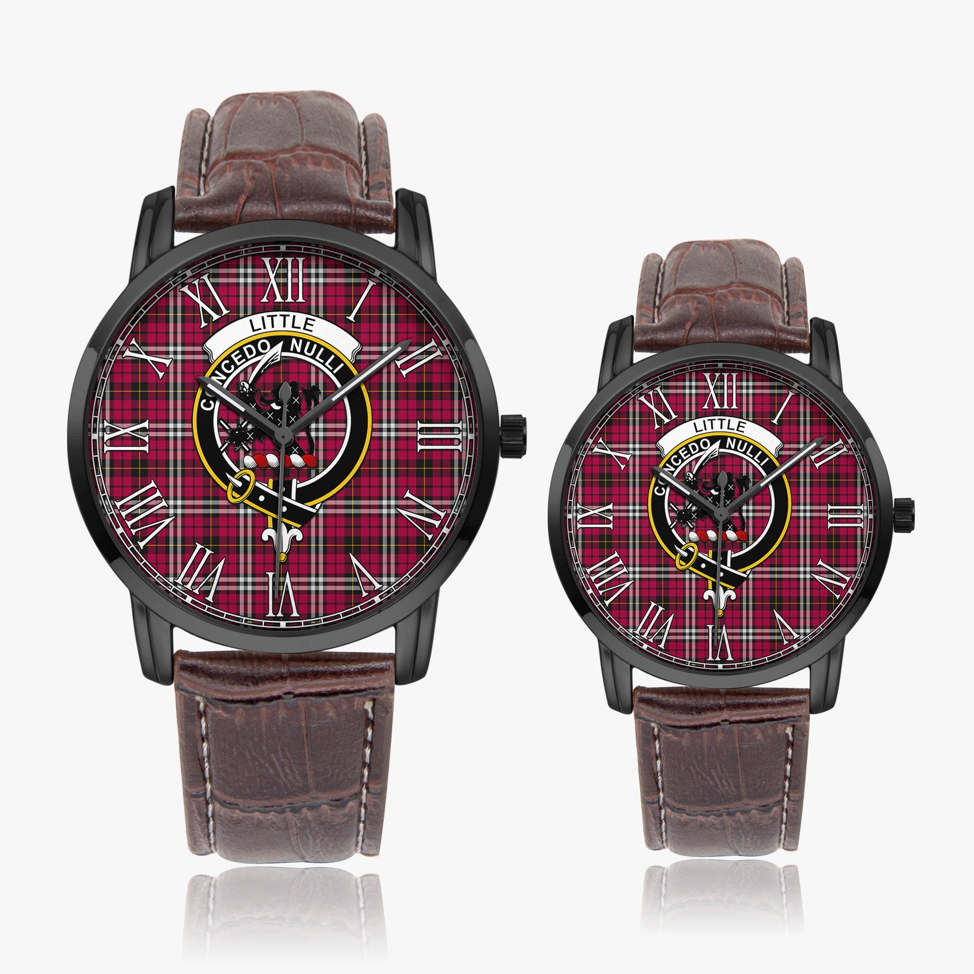 Little Tartan Family Crest Leather Strap Quartz Watch - Tartanvibesclothing