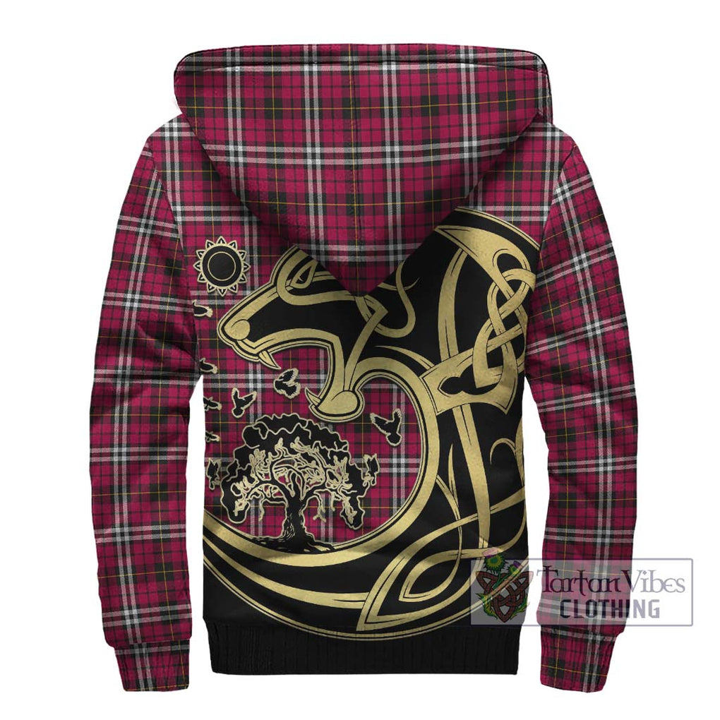 Little Tartan Sherpa Hoodie with Family Crest Celtic Wolf Style - Tartan Vibes Clothing