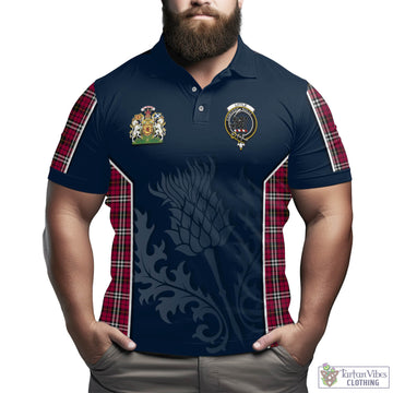 Little Tartan Men's Polo Shirt with Family Crest and Scottish Thistle Vibes Sport Style