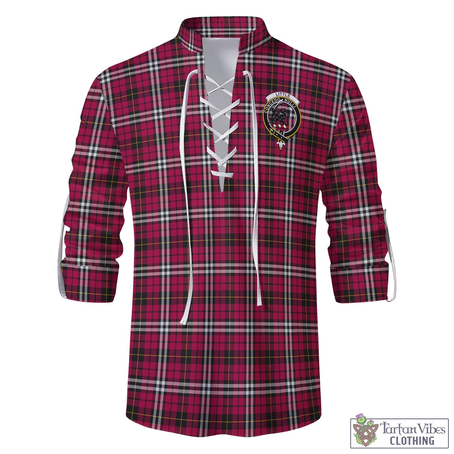 Tartan Vibes Clothing Little Tartan Men's Scottish Traditional Jacobite Ghillie Kilt Shirt with Family Crest