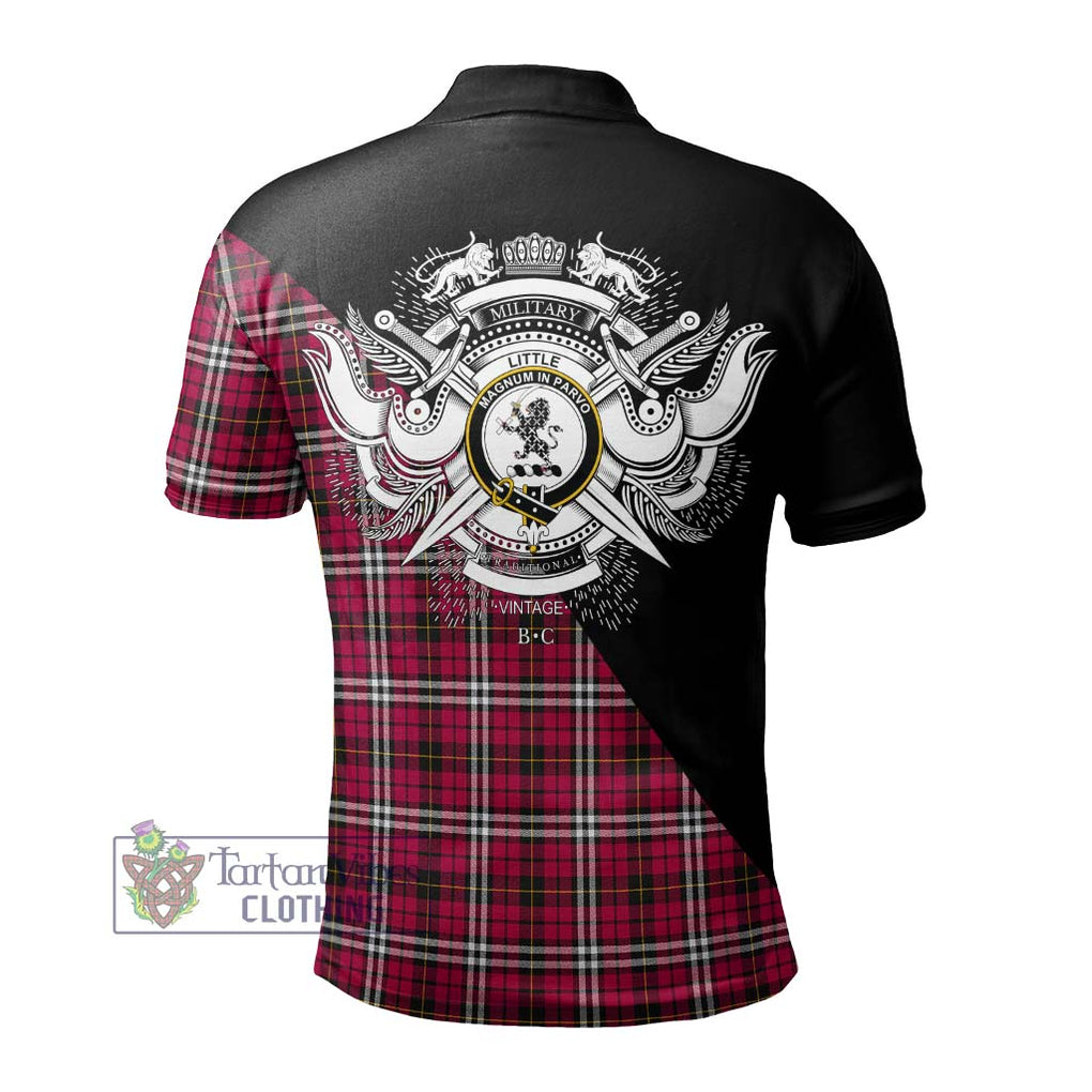 Little Tartan Polo Shirt with Family Crest and Military Logo Style - Tartanvibesclothing Shop