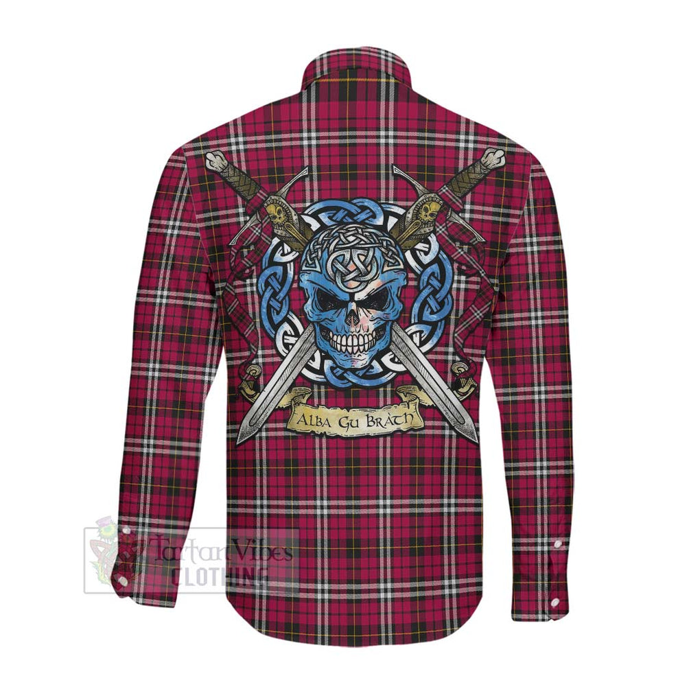 Tartan Vibes Clothing Little Tartan Long Sleeve Button Shirt with Family Crest Celtic Skull Style