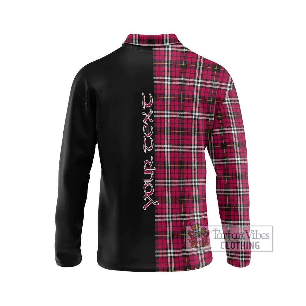 Little Tartan Long Sleeve Polo Shirt with Family Crest and Half Of Me Style - Tartanvibesclothing Shop