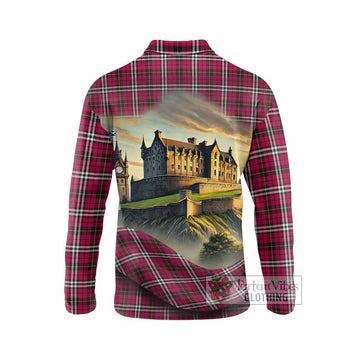 Tartan Vibes Clothing Little Tartan Family Crest Long Sleeve Polo Shirt with Scottish Ancient Castle Style