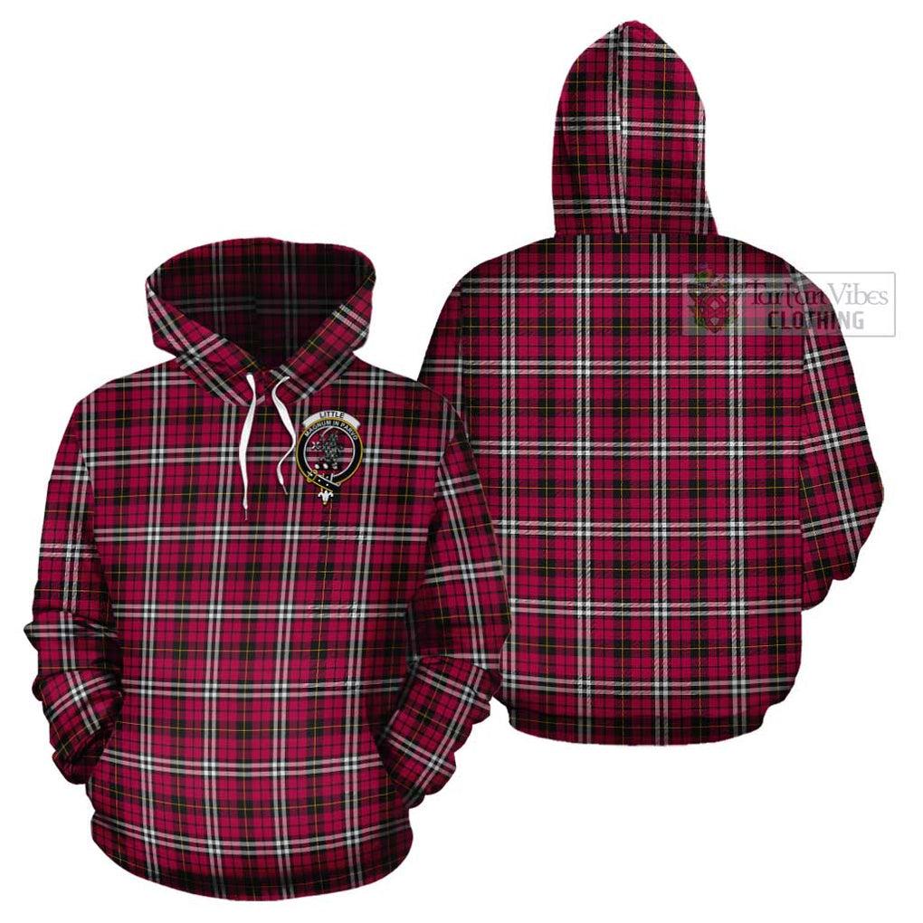 Little Tartan Cotton Hoodie with Family Crest Pullover Hoodie - Tartan Vibes Clothing
