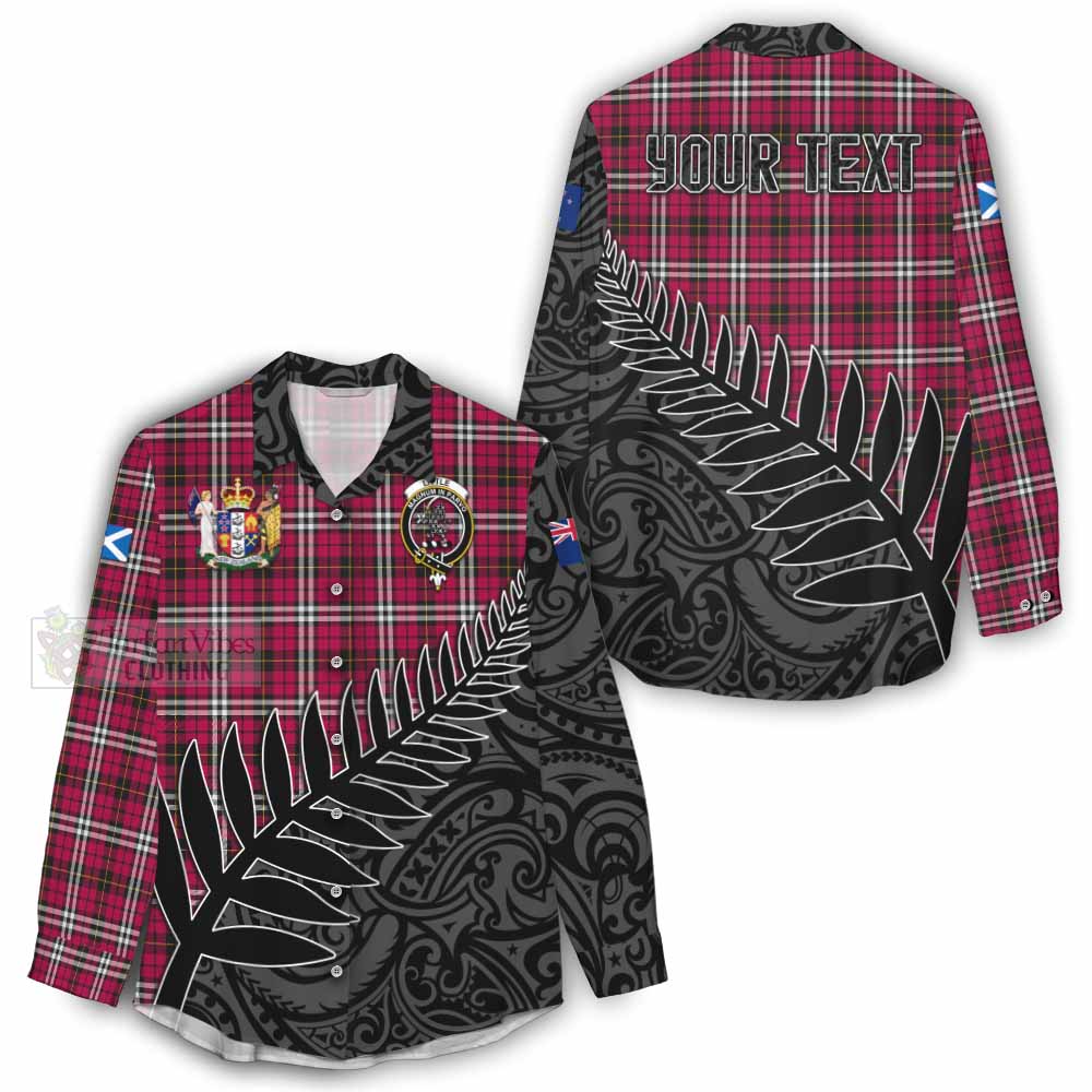 Tartan Vibes Clothing Little Crest Tartan Women's Casual Shirt with New Zealand Silver Fern Half Style