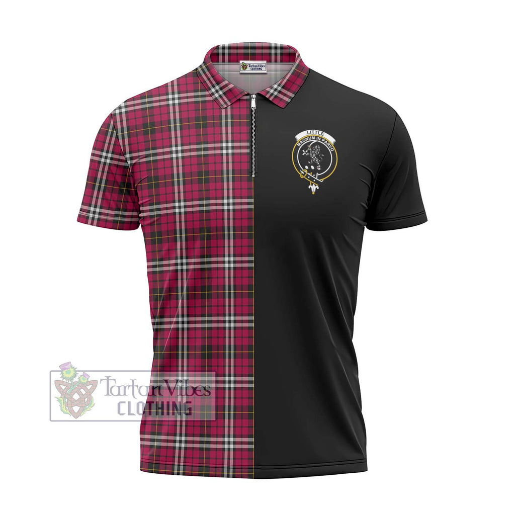 Little Tartan Zipper Polo Shirt with Family Crest and Half Of Me Style - Tartanvibesclothing Shop