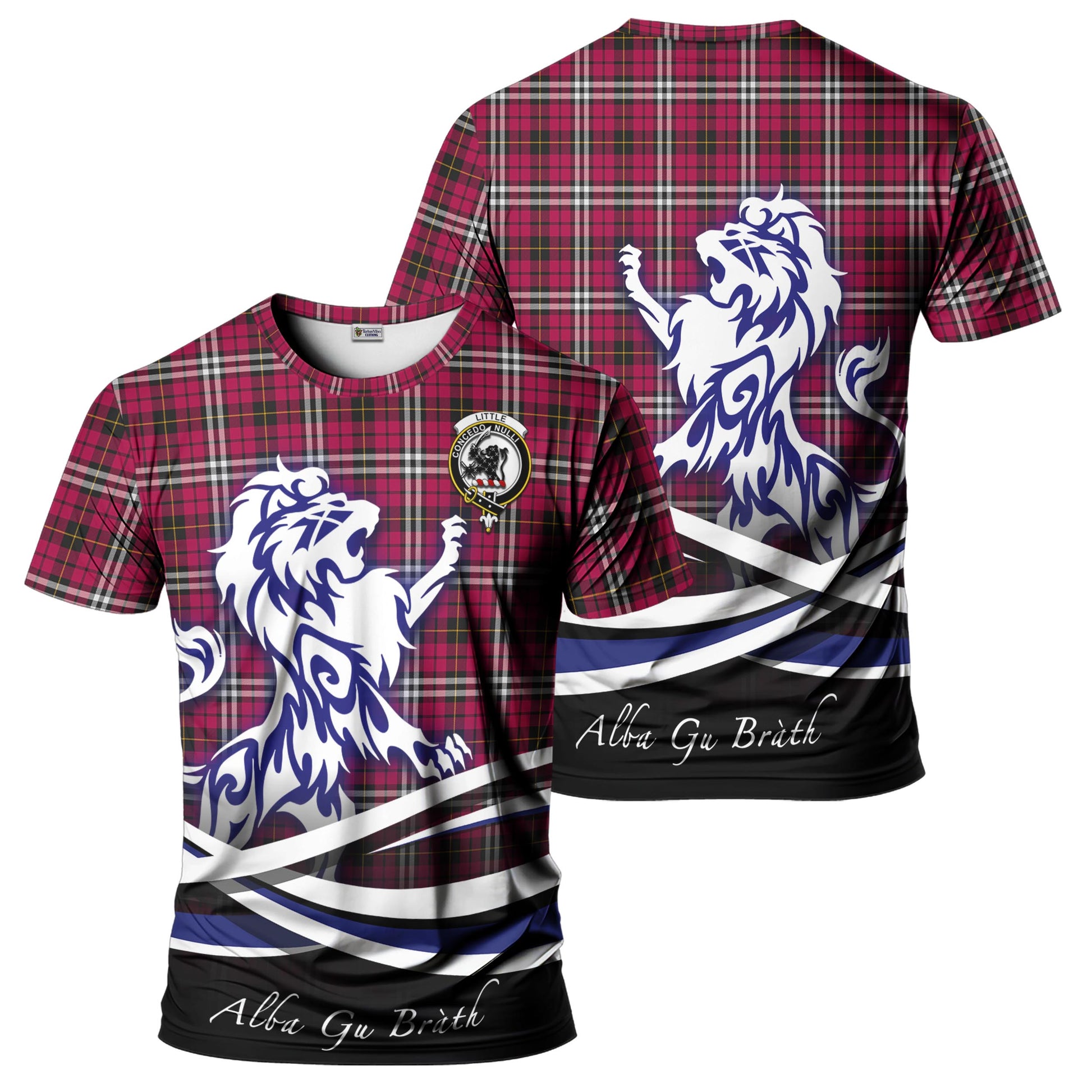 little-tartan-t-shirt-with-alba-gu-brath-regal-lion-emblem